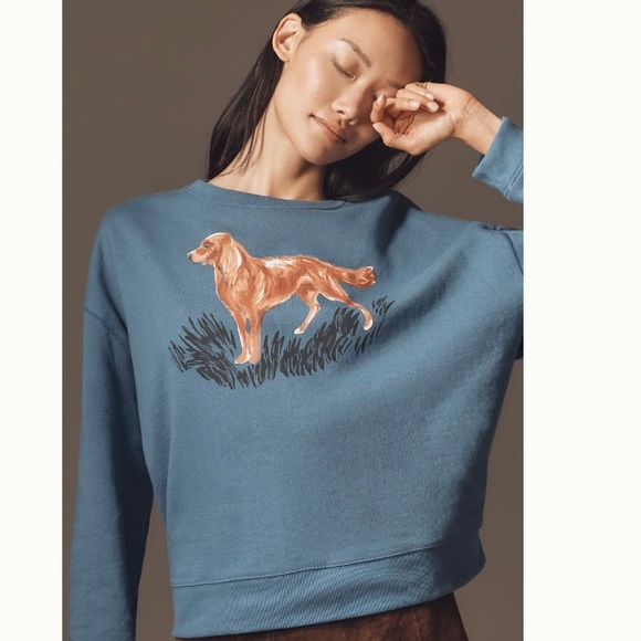 🌿|NWT| Anthropologie Maeve Graphic Dog Sweater - Picture 3 of 13